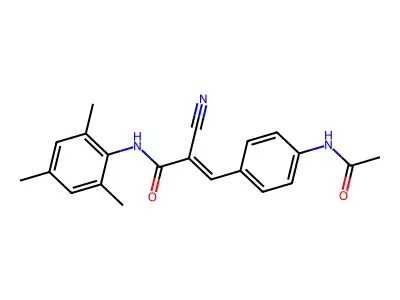 (E)-3-(4-acetamidophenyl)-2-cyano-N-(2,4,6-trimethylphenyl)prop-2-enamide structure