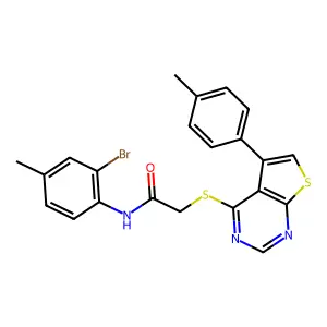 N-(2-bromo-4-methylphenyl)-2-{[5-(4-methylphenyl)thieno[2,3-d]pyrimidin-4-yl]sulfanyl}acetamide structure