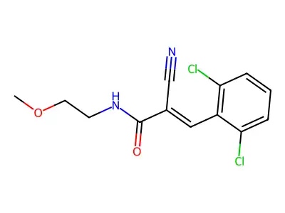 2-cyano-3-(2,6-dichlorophenyl)-N-(2-methoxyethyl)prop-2-enamide structure