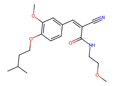 2-cyano-3-[3-methoxy-4-(3-methylbutoxy)phenyl]-N-(2-methoxyethyl)prop-2-enamide structure