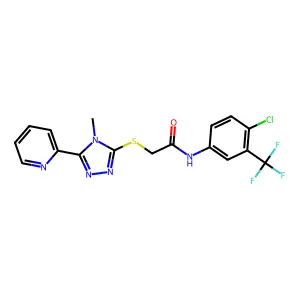 N-[4-chloro-3-(trifluoromethyl)phenyl]-2-{[4-methyl-5-(pyridin-2-yl)-4H-1,2,4-triazol-3-yl]sulfanyl}acetamide structure