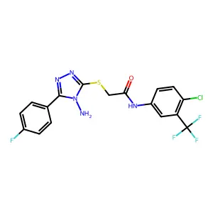 2-{[4-amino-5-(4-fluorophenyl)-4H-1,2,4-triazol-3-yl]sulfanyl}-N-[4-chloro-3-(trifluoromethyl)phenyl]acetamide structure