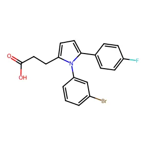 3-(1-(3-bromophenyl)-5-(4-fluorophenyl)-1H-pyrrol-2-yl)propanoic acid structure