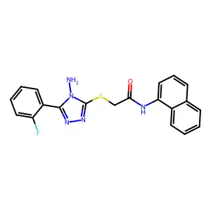 2-[4-amino-5-(2-fluorophenyl)(1,2,4-triazol-3-ylthio)]-N-naphthylacetamide structure