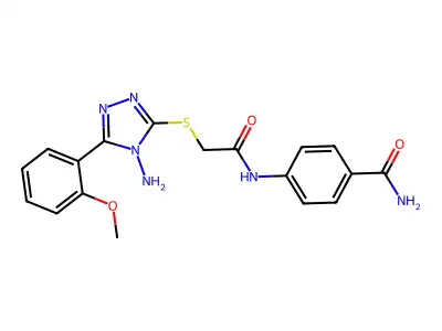 4-{2-[4-Amino-5-(2-methoxyphenyl)-1,2,4-triazol-3-ylthio]acetylamino}benzamide structure