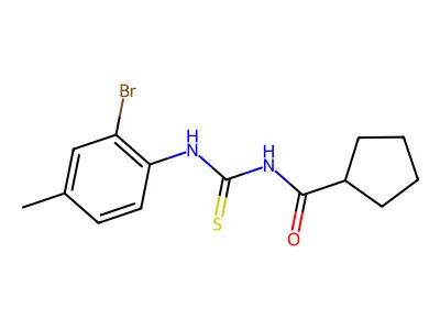 N-[(2-bromo-4-methylphenyl)carbamothioyl]cyclopentanecarboxamide structure