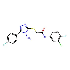 2-{[4-amino-5-(4-fluorophenyl)-4H-1,2,4-triazol-3-yl]sulfanyl}-N-(3-chloro-4-fluorophenyl)acetamide structure