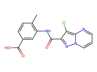 3-{[(3-Chloropyrazolo[1,5-a]pyrimidin-2-yl)carbonyl]amino}-4-methylbenzoic acid structure