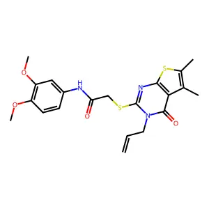 N-(3,4-dimethoxyphenyl)-2-{[5,6-dimethyl-4-oxo-3-(prop-2-en-1-yl)-3,4-dihydrothieno[2,3-d]pyrimidin-2-yl]sulfanyl}acetamide structure