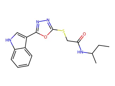 N-butan-2-yl-2-[[5-(1H-indol-3-yl)-1,3,4-oxadiazol-2-yl]sulfanyl]acetamide structure