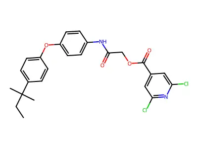 ({4-[4-(2-methylbutan-2-yl)phenoxy]phenyl}carbamoyl)methyl 2,6-dichloropyridine-4-carboxylate structure