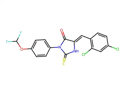 5-[(2,4-dichlorophenyl)methylidene]-3-[4-(difluoromethoxy)phenyl]-2-sulfanylideneimidazolidin-4-one structure