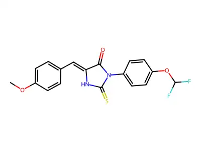 3-[4-(difluoromethoxy)phenyl]-5-[(4-methoxyphenyl)methylidene]-2-sulfanylideneimidazolidin-4-one structure