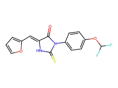 (5Z)-3-[4-(difluoromethoxy)phenyl]-5-(furan-2-ylmethylidene)-2-sulfanylideneimidazolidin-4-one structure