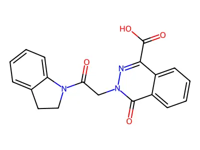 3-[2-(2,3-Dihydro-1H-indol-1-yl)-2-oxoethyl]-3,4-dihydro-4-oxo-1-phthalazinecarboxylic acid structure