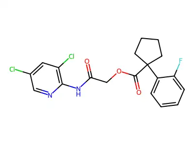 2-[(3,5-Dichloro-2-pyridinyl)amino]-2-oxoethyl 1-(2-fluorophenyl)cyclopentanecarboxylate structure