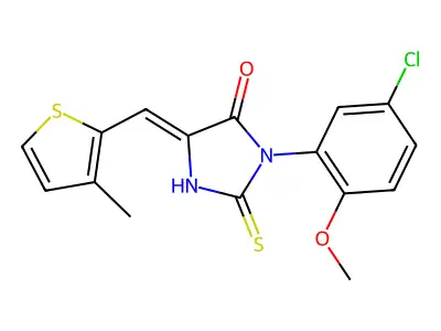 3-(5-chloro-2-methoxyphenyl)-5-[(3-methylthiophen-2-yl)methylidene]-2-sulfanylideneimidazolidin-4-one structure