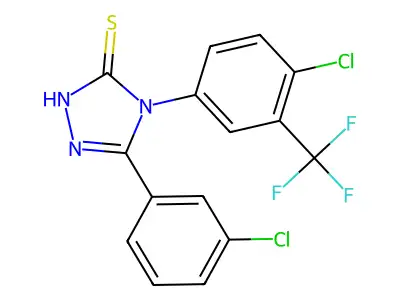 4-[4-chloro-3-(trifluoromethyl)phenyl]-5-(3-chlorophenyl)-4H-1,2,4-triazole-3-thiol structure