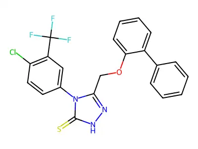 4-[4-chloro-3-(trifluoromethyl)phenyl]-5-(2-phenylphenoxymethyl)-4H-1,2,4-triazole-3-thiol structure