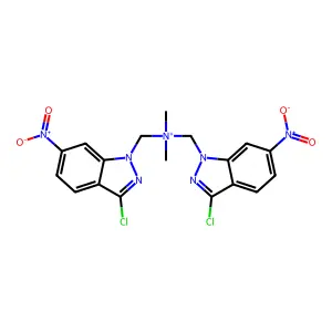 Bis[(3-chloro-6-nitroindazol-1-yl)methyl]-dimethylazanium structure