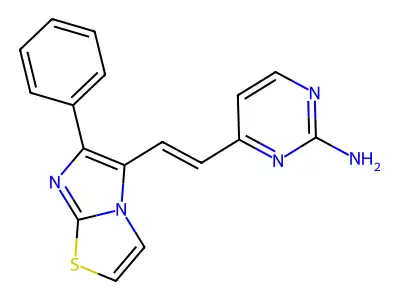4-[2-(6-Phenylimidazo[2,1-b][1,3]thiazol-5-yl)ethenyl]pyrimidin-2-amine structure