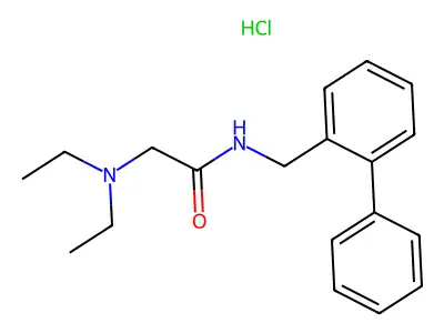 Acetamide, 2-(diethylamino)-N-(2-phenylbenzyl)-, hydrochloride structure