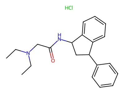 2-(Diethylamino)-N-(3-phenyl-1-indanyl)acetamide hydrochloride structure