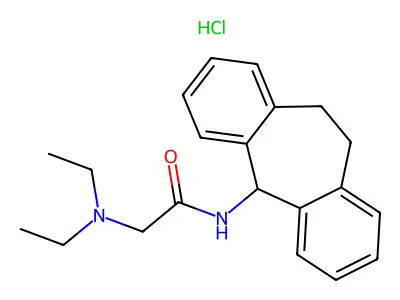 2-(Diethylamino)-N-(10,11-dihydro-5H-dibenzo(a,d)cyclohepten-5-yl)acetamide hydrochloride structure