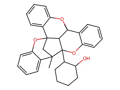 2-(10,15b-Dimethyl-15b,15c-dihydro-4b,10-methano-5,11,16-trioxadibenzo[a,e]pleiaden-10a(10H)-yl)cyclohexan-1-ol structure
