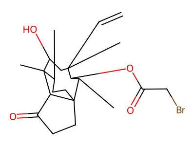 6-Ethenyl-8-hydroxy-4,6,9,10-tetramethyl-1-oxodecahydro-3a,9-propanocyclopenta[8]annulen-5-yl bromoacetate structure