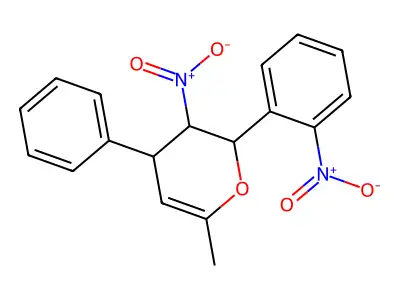 6-methyl-3-nitro-2-(2-nitrophenyl)-4-phenyl-3,4-dihydro-2H-pyran structure