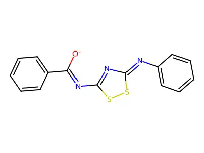 N-(5-phenylimino-1,2,4-dithiazol-3-yl)benzenecarboximidate structure
