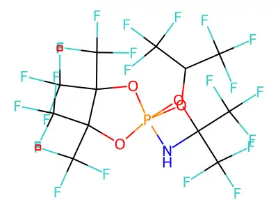 4-(1,1,1,3,3,3-Hexafluoropropan-2-yloxy)-2,2,6,6,7,7-hexakis(trifluoromethyl)-1,5,8-trioxa-3-aza-4lambda5-phosphaspiro[3.4]octane structure