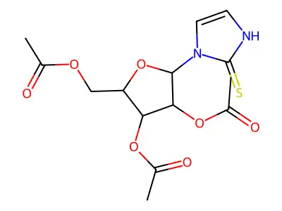 [3,4-diacetyloxy-5-(2-sulfanylidene-1H-imidazol-3-yl)oxolan-2-yl]methyl acetate structure