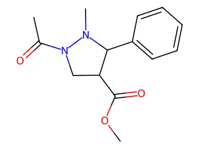 Methyl 1-acetyl-2-methyl-3-phenylpyrazolidine-4-carboxylate structure