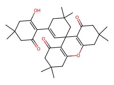 1'-(2-hydroxy-4,4-dimethyl-6-oxocyclohexen-1-yl)-3,3,5',5',6,6-hexamethylspiro[2,4,5,7-tetrahydroxanthene-9,3'-cyclohexene]-1,8-dione structure