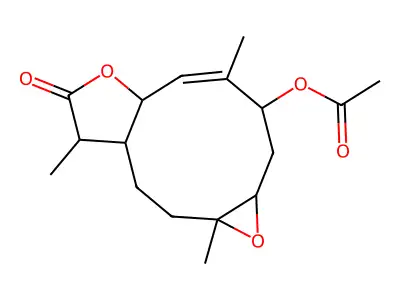 4,8,10a-Trimethyl-7-oxo-1a,2,3,5a,7,8,8a,9,10,10a-decahydrooxireno[5,6]cyclodeca[1,2-b]furan-3-yl acetate structure