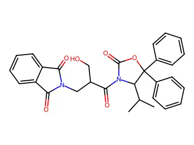 2-{2-(Hydroxymethyl)-3-oxo-3-[2-oxo-5,5-diphenyl-4-(propan-2-yl)-1,3-oxazolidin-3-yl]propyl}-1H-isoindole-1,3(2H)-dione structure