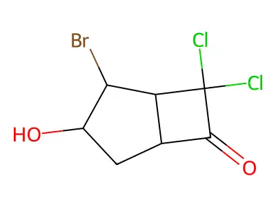 2-Bromo-7,7-dichloro-3-hydroxybicyclo[3.2.0]heptan-6-one structure