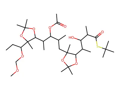 [1-[5-(5-tert-butylsulfanyl-3-hydroxy-4-methyl-5-oxopentan-2-yl)-2,2,4-trimethyl-1,3-dioxolan-4-yl]-4-[5-[1-(methoxymethoxy)propyl]-2,2,5-trimethyl-1,3-dioxolan-4-yl]-2-methylpentan-3-yl] acetate structure