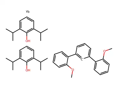 1,3-Bis(2-methoxyphenyl)benzene-2-ide;bis(2,6-di(propan-2-yl)phenol);ytterbium structure