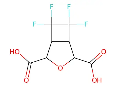 6,6,7,7-Tetrafluoro-3-oxabicyclo[3.2.0]heptane-2,4-dicarboxylic acid structure