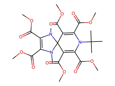 hexamethyl 8-tert-butyl-1,4-dimethyl-1,4,8-triazaspiro[4.5]deca-2,6,9-triene-2,3,6,7,9,10-hexacarboxylate structure
