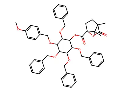 2,3,4,6-Tetrakis(benzyloxy)-5-[(4-methoxyphenyl)methoxy]cyclohexyl 4,7,7-trimethyl-3-oxo-2-oxabicyclo[2.2.1]heptane-1-carboxylate structure
