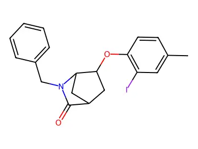 2-Benzyl-6-(2-iodo-4-methylphenoxy)-2-azabicyclo[2.2.1]heptan-3-one structure