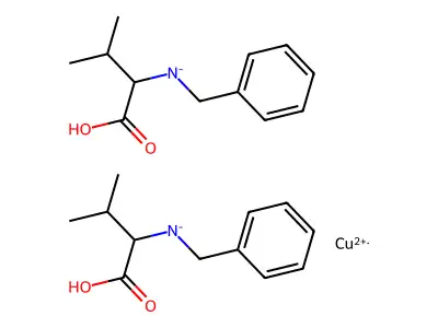 Copper bis(benzyl-(1-carboxy-2-methylpropyl)azanide) structure