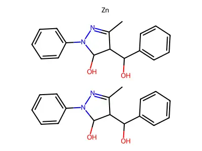 Bis(4-[hydroxy(phenyl)methyl]-5-methyl-2-phenyl-3,4-dihydropyrazol-3-ol);ZINC structure