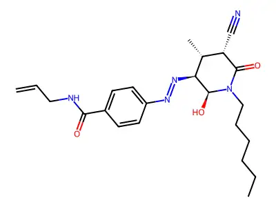 N-Allyl-4-((3-cyano-1-hexyl-1,2-dihydro-6-hydroxy-4-methyl-2-oxo-5-pyridinyl)azo)benzamide structure