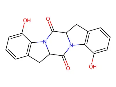 4,11-Dihydroxy-6a,7,13a,14-tetrahydro-6H,13H-pyrazino[1,2-a:4,5-a']diindole-6,13-dione structure