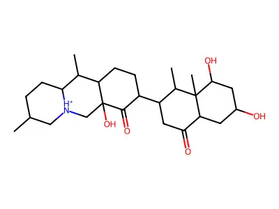 8-(6,8-dihydroxy-1,8a-dimethyl-4-oxo-1,2,3,4a,5,6,7,8-octahydronaphthalen-2-yl)-6a-hydroxy-3,11-dimethyl-1,2,3,4,5,6,8,9,10,10a,11,11a-dodecahydrobenzo[b]quinolizin-5-ium-7-one structure